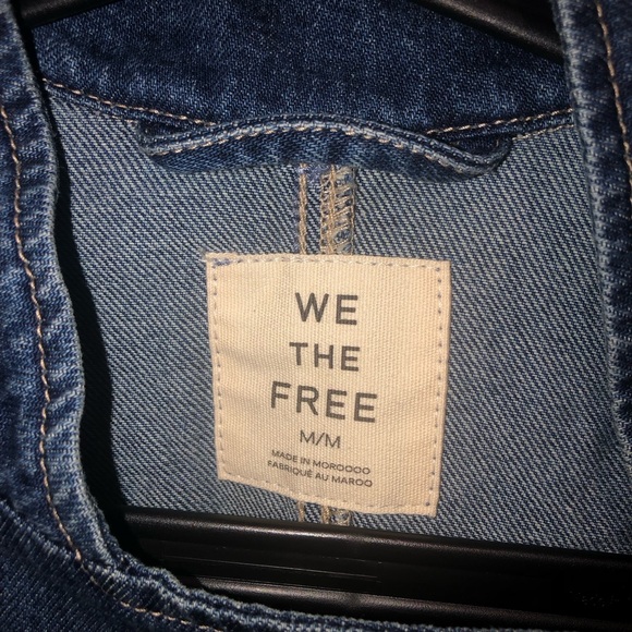 New We The Free Free People Imogene Blue Denim Officer Military Jacket sz M - Picture 8 of 10